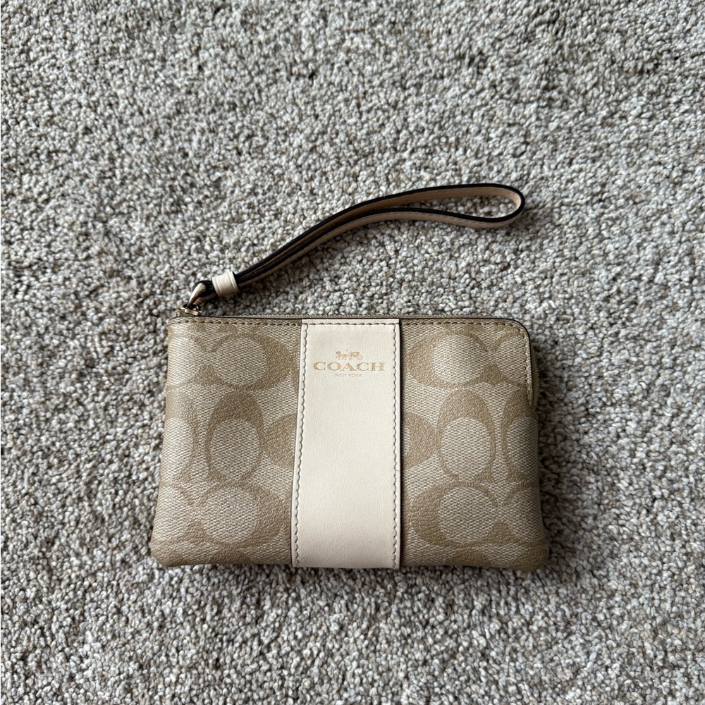 Coach Beige and Cream Wristlet